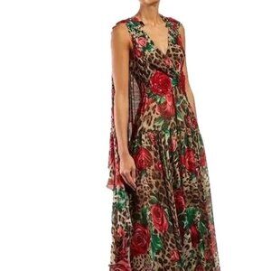 Dolce & Gabbana Rose Leopard Floral Maxi Dress